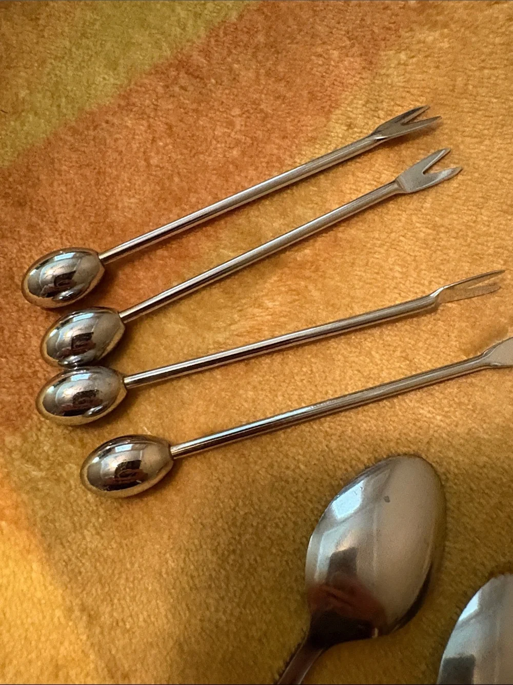 Set of 10 Stainless Steel Teaspoons with 4 Cocktail Picks